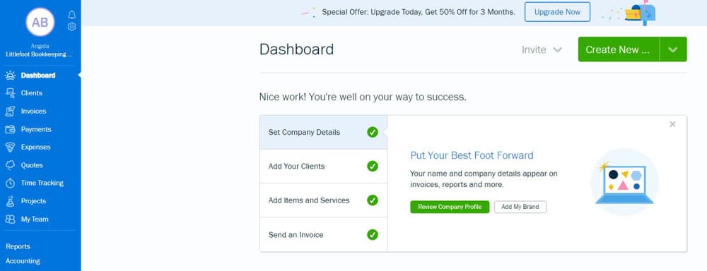FreshBooks Review FreshBooks review dashboard