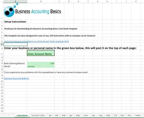 Excel Cash Book Instructions Free Excel cash book instructions